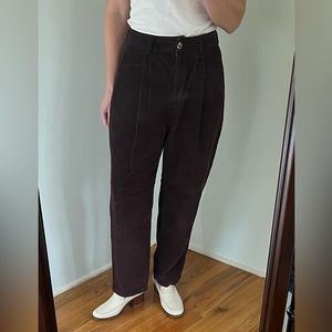 amazon Chocolate Brown Pleated Corduroy Pants Size Large